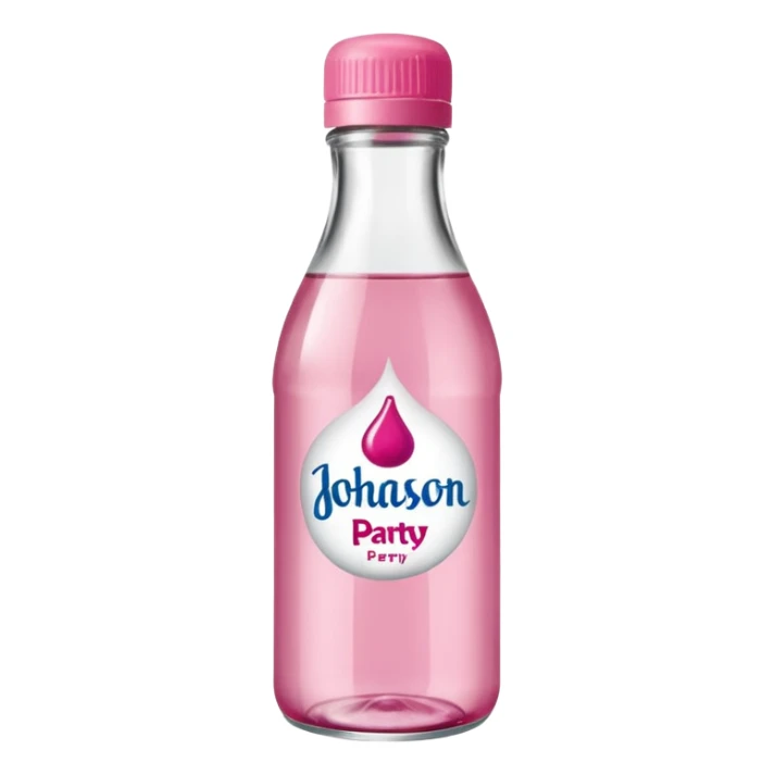 realistic Johnson and Johnson style bottle pink cap pink logo clear bottle with berry logo with diddy party written and a berry on top bottle sticker