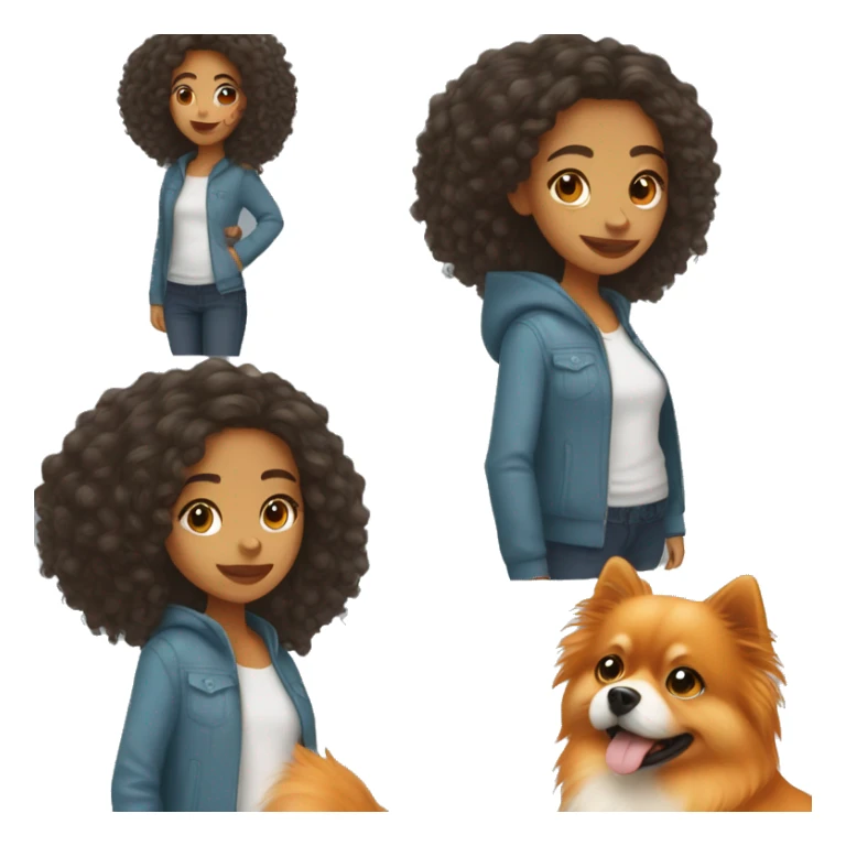 Young Latina girl with orange Pomeranian sticker