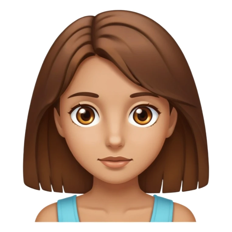 fille cheveux lisses brun yeux brun brune  sticker