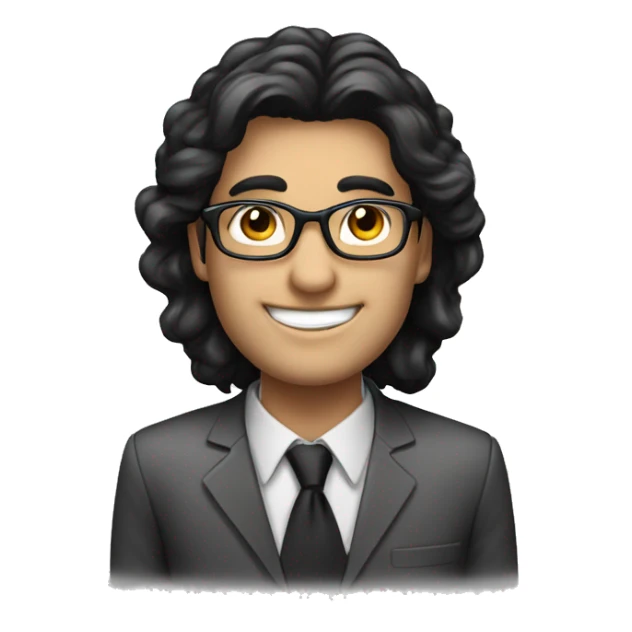 Human resources, black hair, man, turkish, professional smile, black glasses sticker