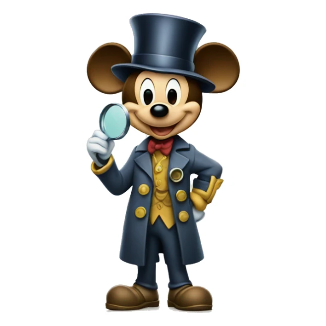 mickey mouse detective holding a magnifying glass sticker