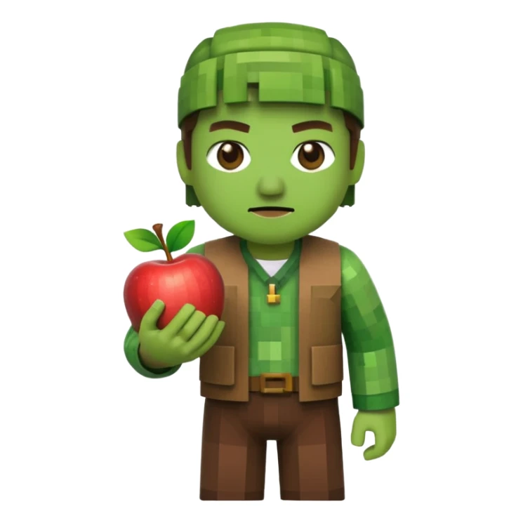 villager from minecraft, apple emoji style sticker