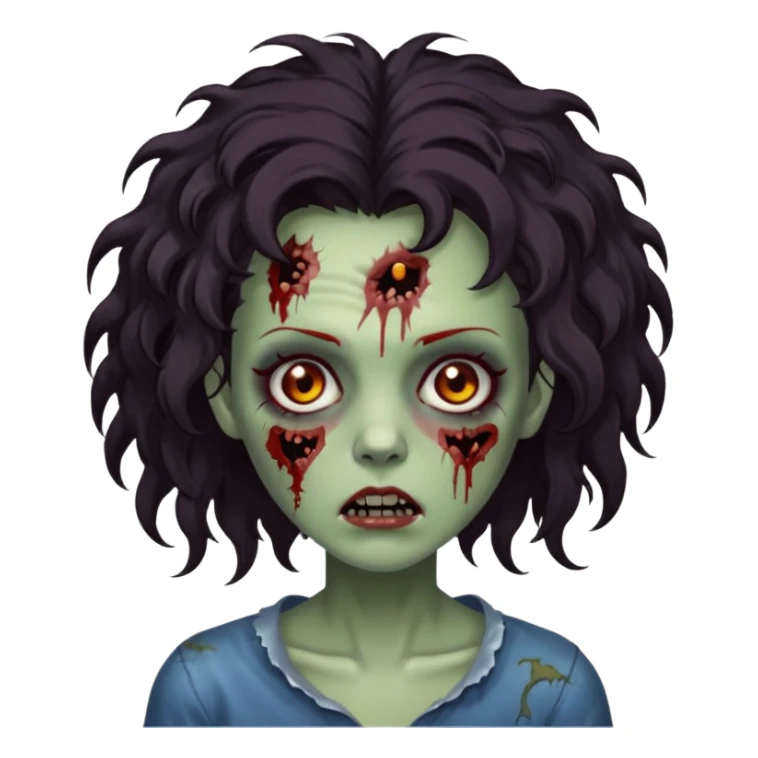 Mulher zumbi com pés escura ferimentos e um cabelo crespo sticker