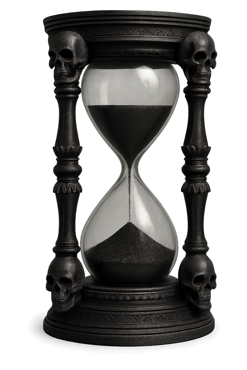 realistic goth black hourglass, highly detailed, no background sticker