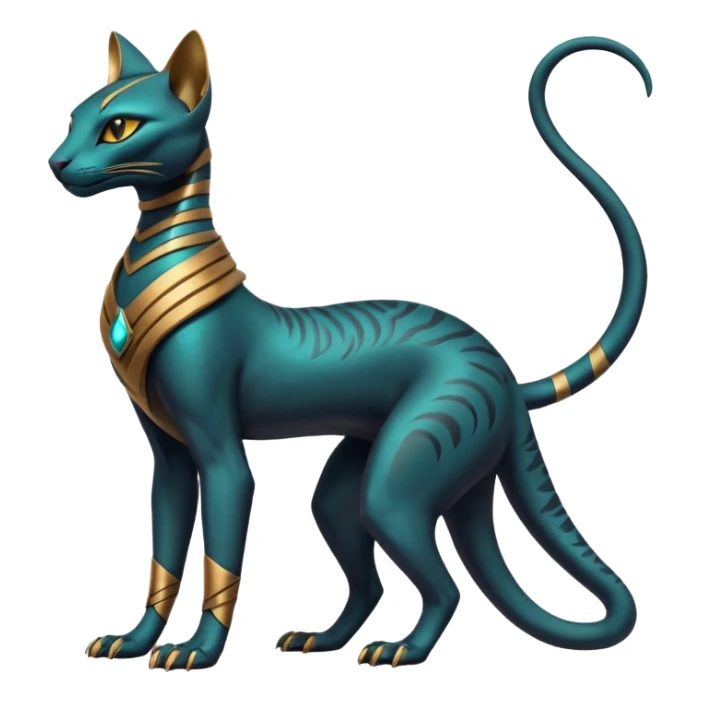 Futuristic Ethereal Beautiful Elegant Salandit-Bastet-Fakémon-hybrid-creature (full body)  sticker