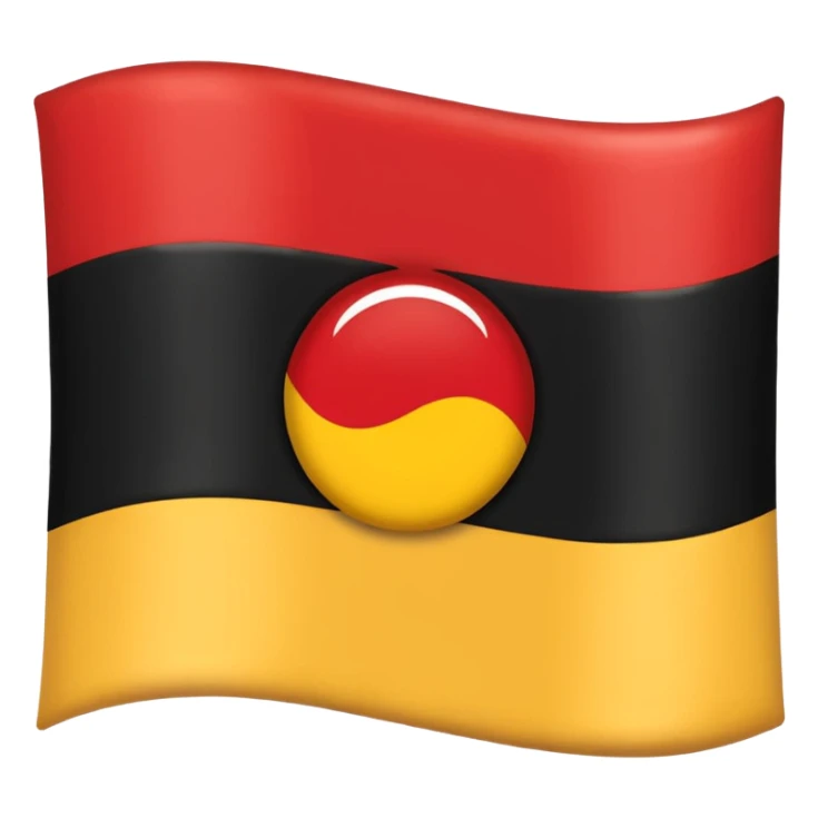 A wawy black and red rectangle with medium sized yellow circle in the middle flag sticker