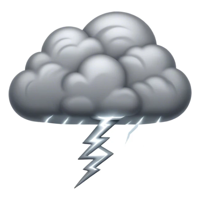 Cinematic Realistic Thunderstorm Emoji, Dark and dramatic, with swirling gray clouds illuminated by occasional flashes of lightning. The air crackles with energy as the storm builds, while heavy rain cascades down in sheets. Soft glowing outline, capturing the essence of power, intensity, and natural fury in a breathtaking thunderstorm! sticker