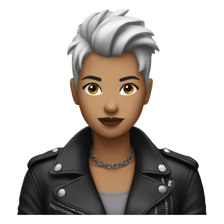 monochrome girl with black hair Mohawk in leather jacket  sticker
