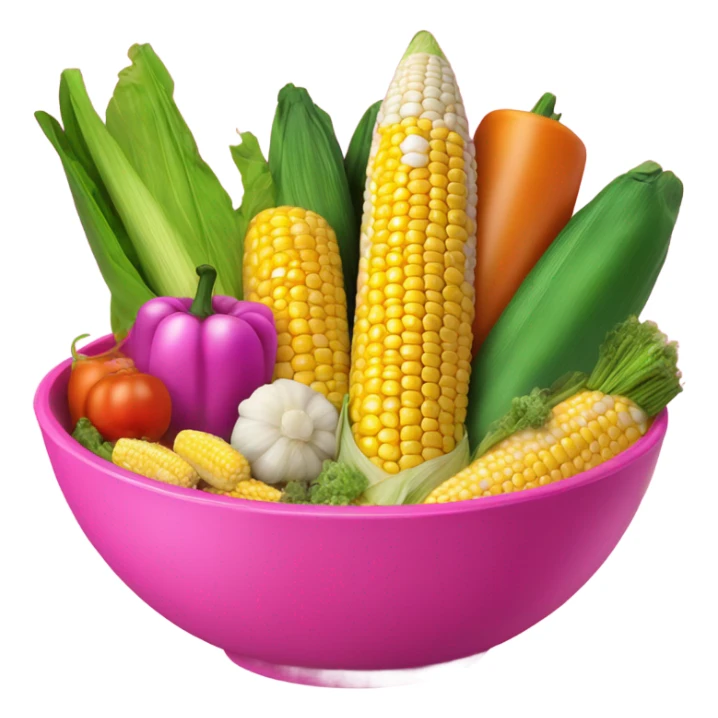 Hot pink bowl of corn on the cob and other vegetables  sticker