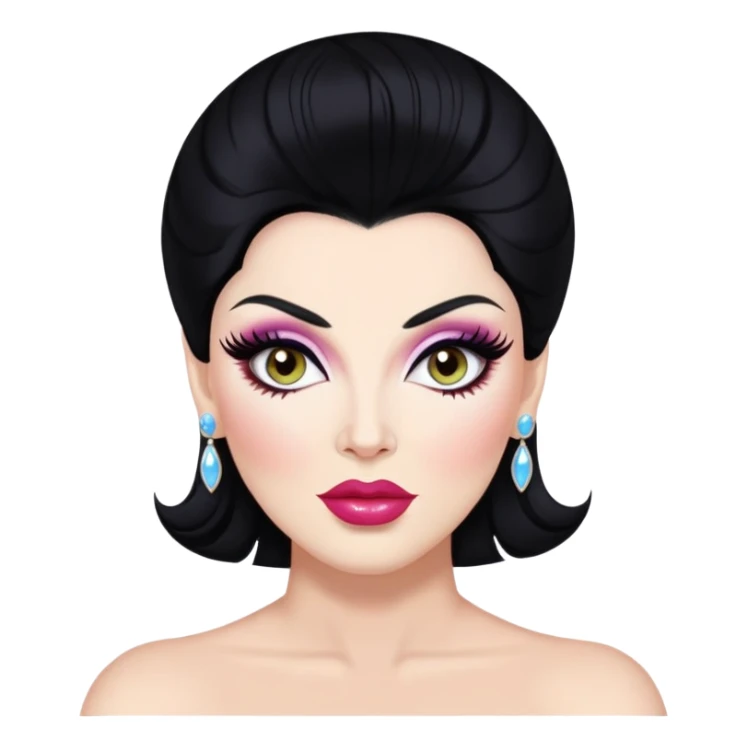 Michelle visage black hair with white mèche dragrace emoji sticker