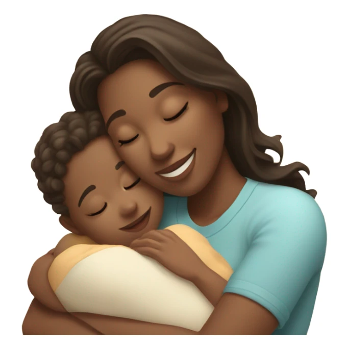 White brunette girl cuddling with baby sticker