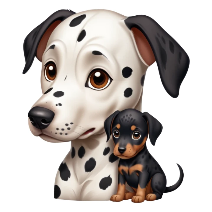 1 Dalmatian adult + 1 dobermann puppy sticker