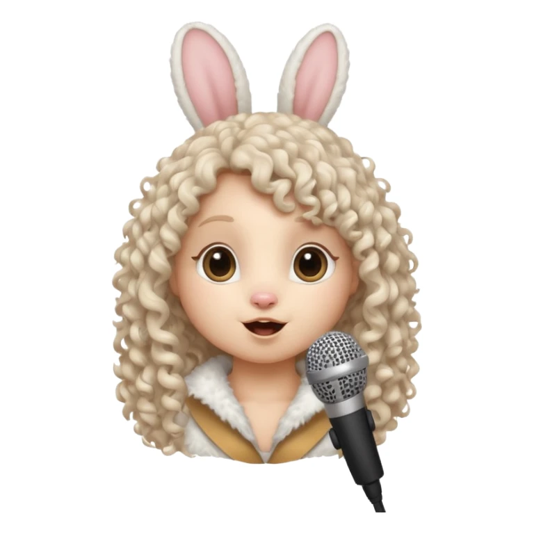 curly bunnie singing to mic sticker