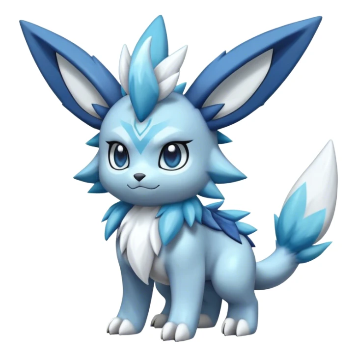 Fluffy cute Kyurem-Glaceon-dialga-hybrid, full body sticker