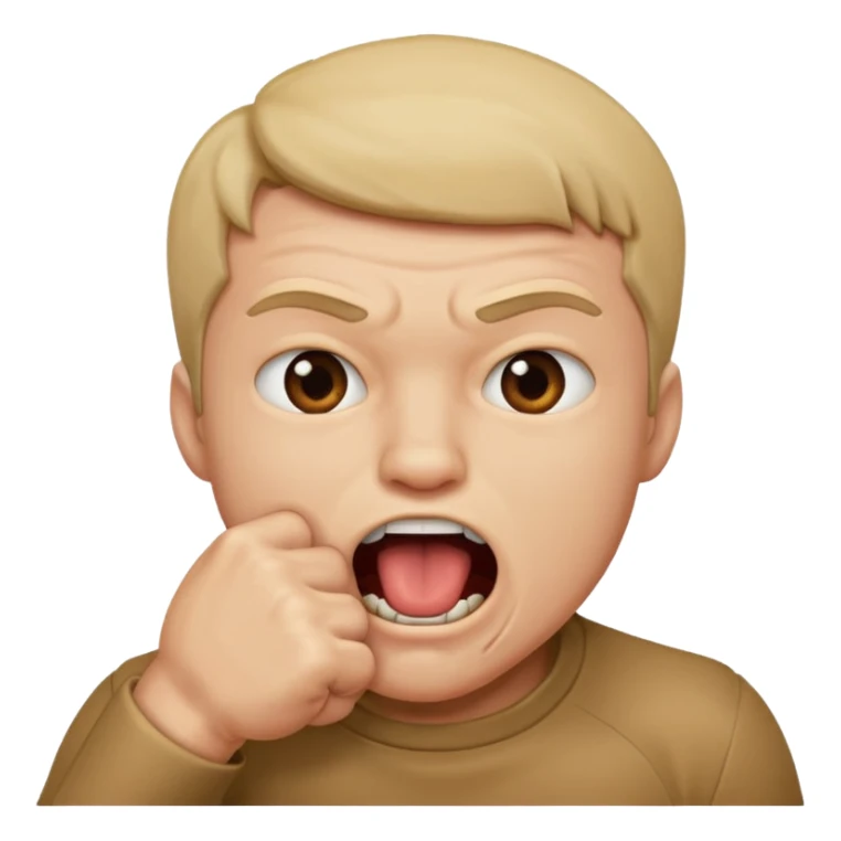 Man biting his fist with his mouth sticker