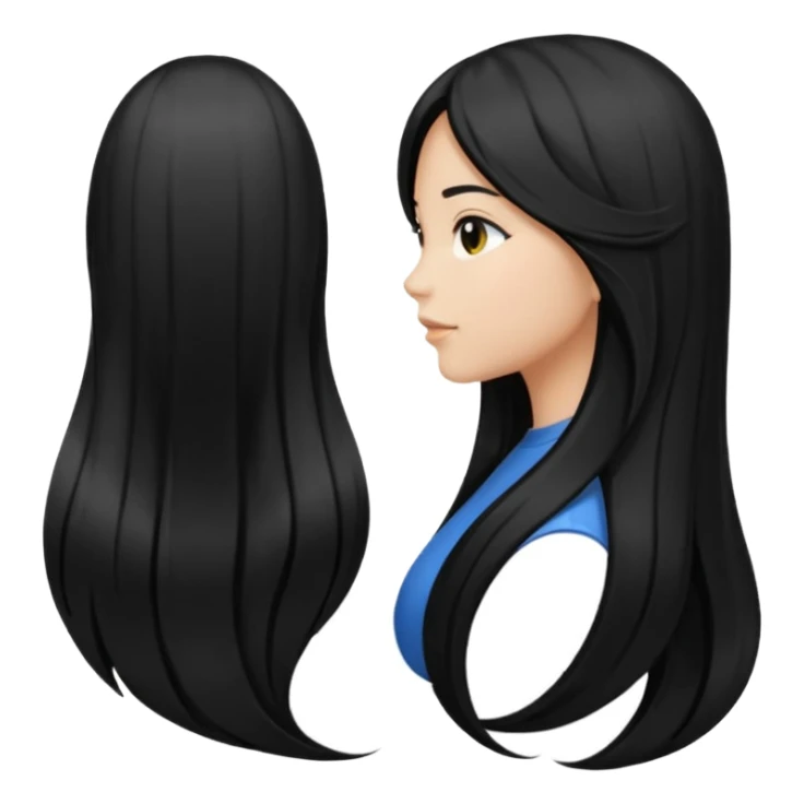 back view of long black hair sticker