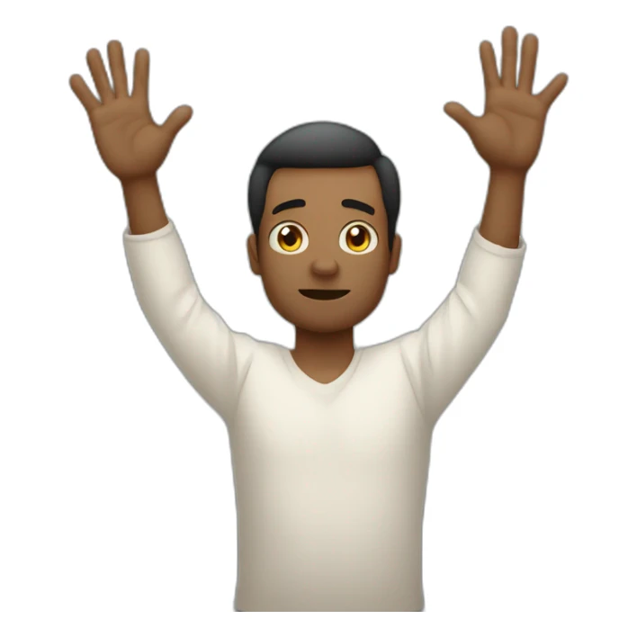 It was not me, I am innocent.  man raising palms up in surrender and staring sticker