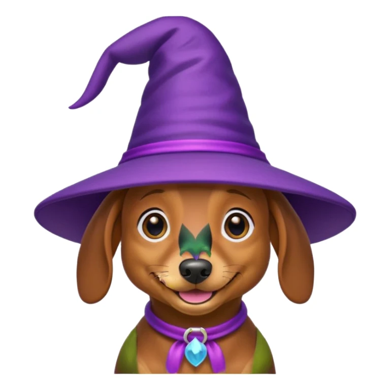 Dachshund dog wear purple wicth hat sticker
