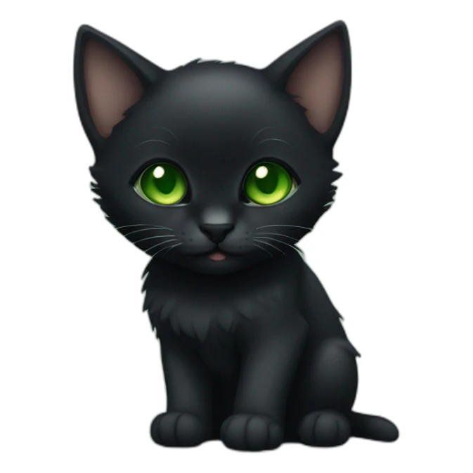 Total Black kitten with green eyes an big ears sticker