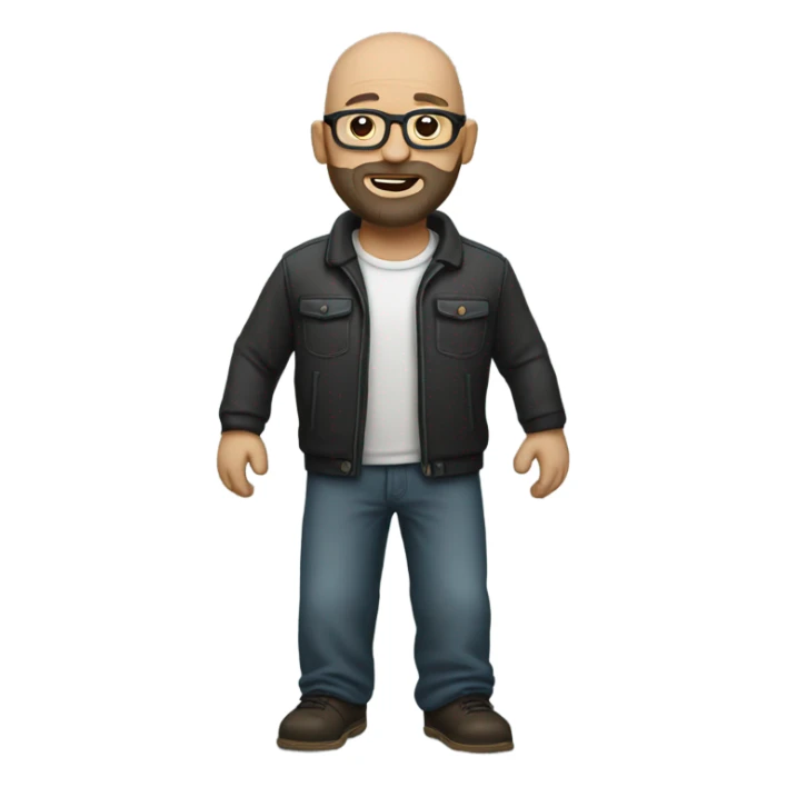 bald man with beard and glasses full body wide sticker