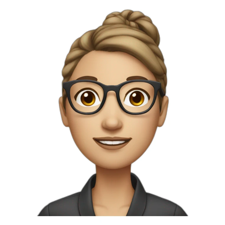 white skin woman with brown hair bun and glasses sticker