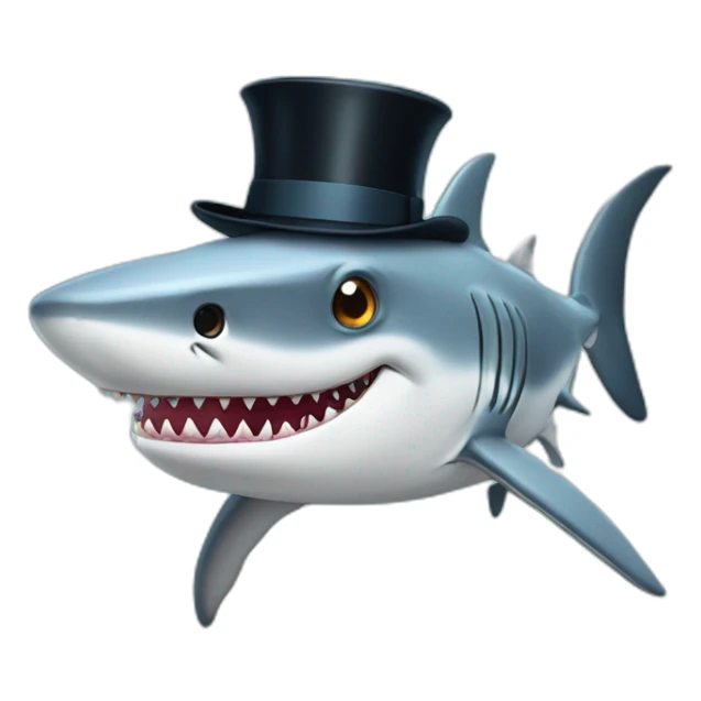 Shark with a top hat sticker