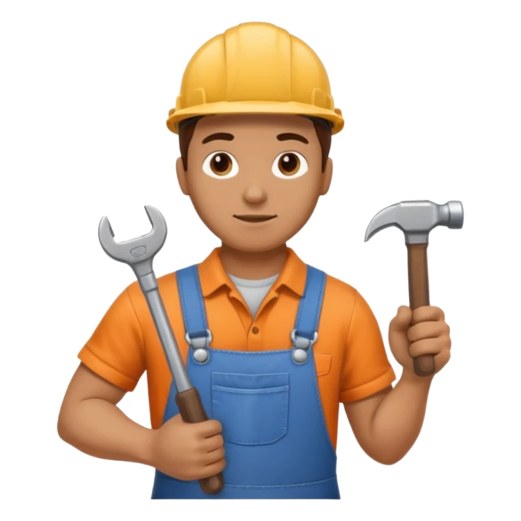 a handyman holding a wrench in this right hand and a hammer in his left hand sticker