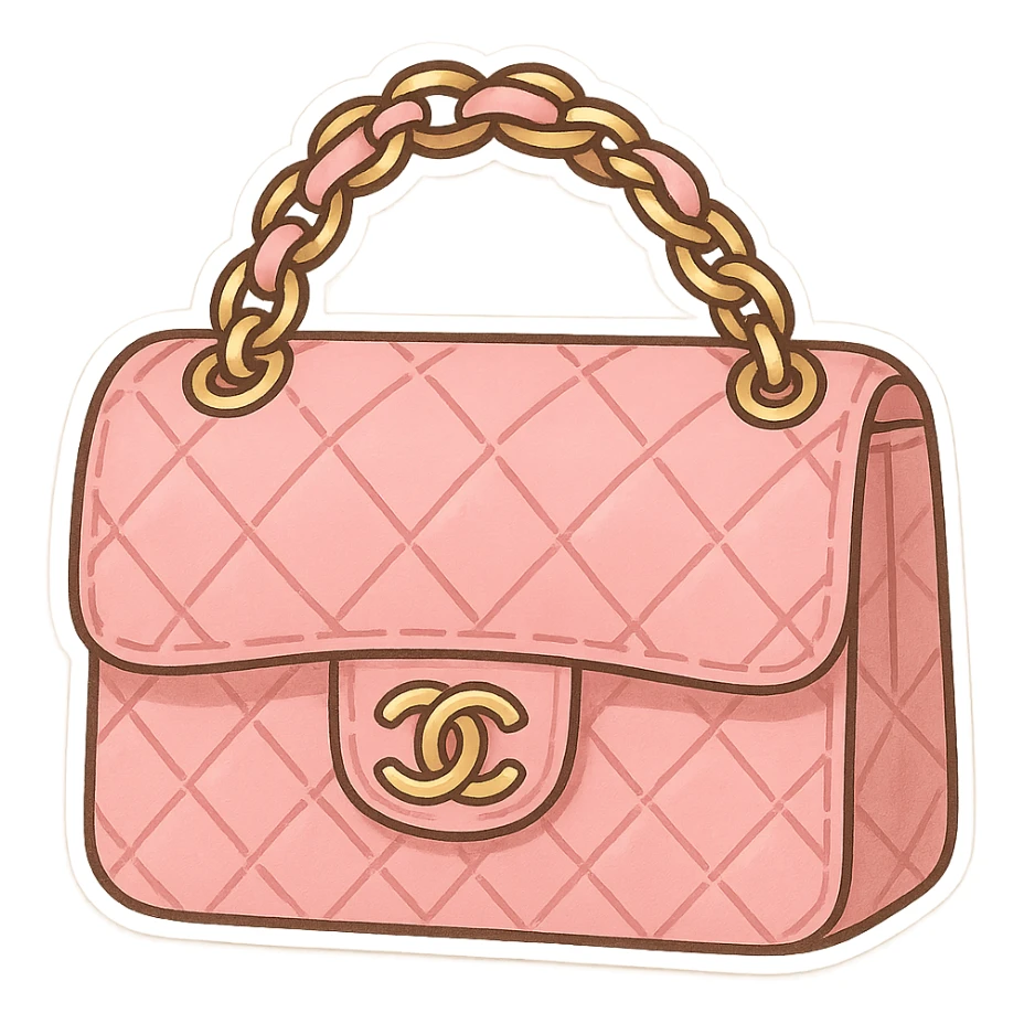 Luxury Chanel handbag pink sticker