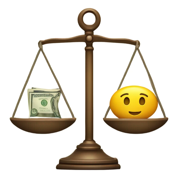 Scales between love and money sticker