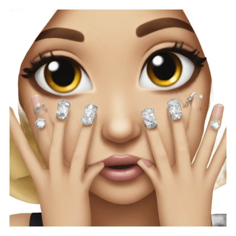 cute girl showing her diamond nails  sticker