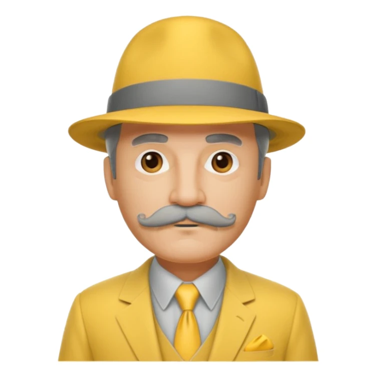 middle aged mobster with yellow colored suit and hat and grey mustache with grey beard sticker