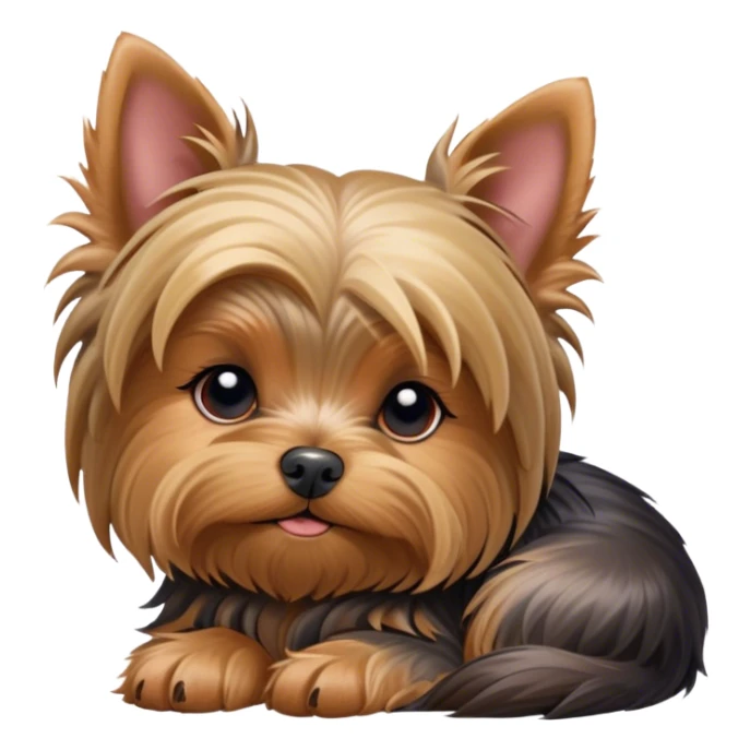 Meme-Worthy Cute Sleeping Yorkshire Terrier Portrait Emoji, Head resting gently with a peaceful, contented expression and softly closed, dreamy eyes, featuring a well-groomed, silky fur in rich hues, simplified yet irresistibly endearing, highly detailed, glowing with a gentle, drowsy radiance, high shine, exuding relaxed, heart-melting charm, styled with a soft glowing outline, capturing the essence of a sleeping Yorkshire Terrier that looks as if it could drift off into a sweet, meme-worthy slumber! sticker