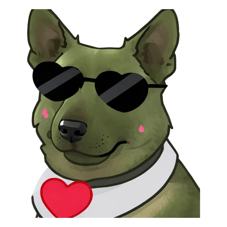 German shepherd wearing heart shaped sunglasses  sticker