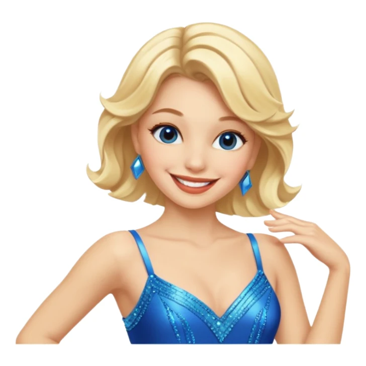 blue jazz style dance costume on blonde sticker