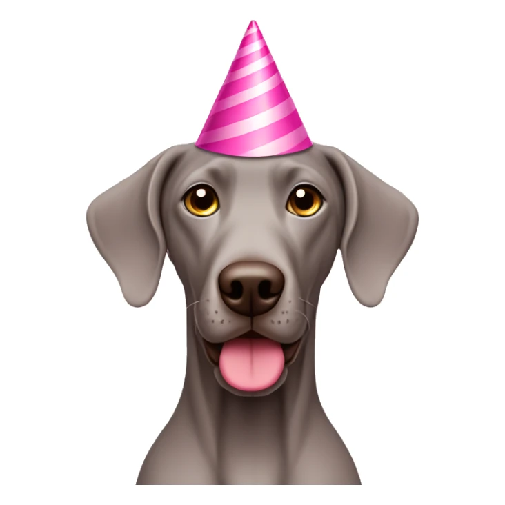 weimaraner dog with pink birthday hat on sticker