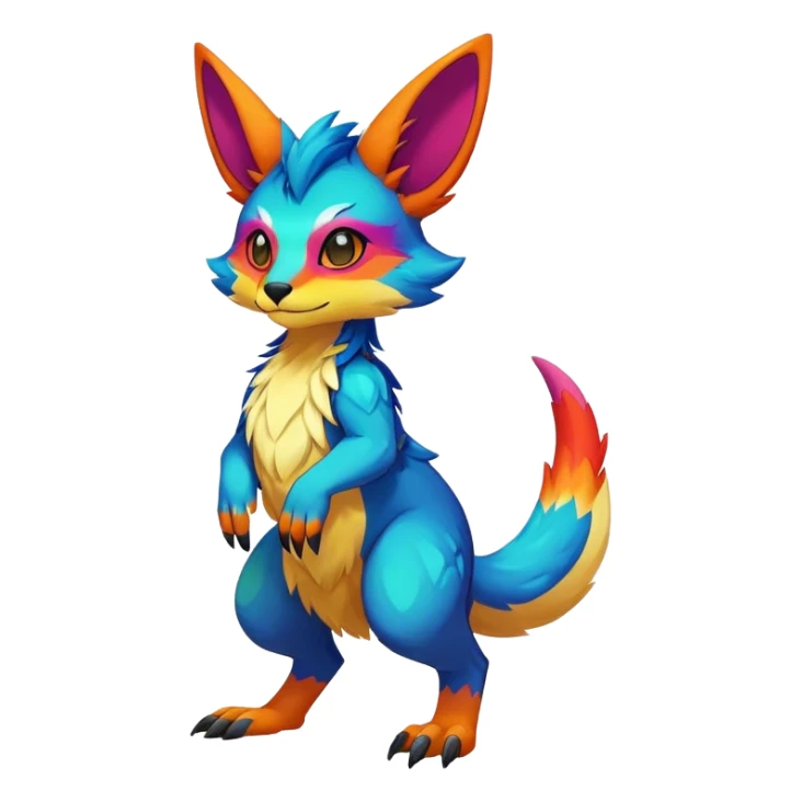 colorful anthro vernid fursona Fakemon sticker