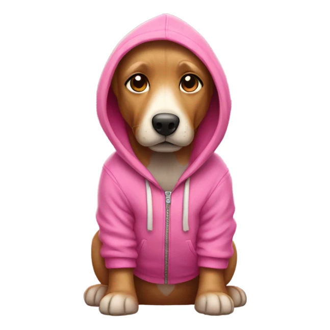 Pink Dog wearing a hoodie sticker