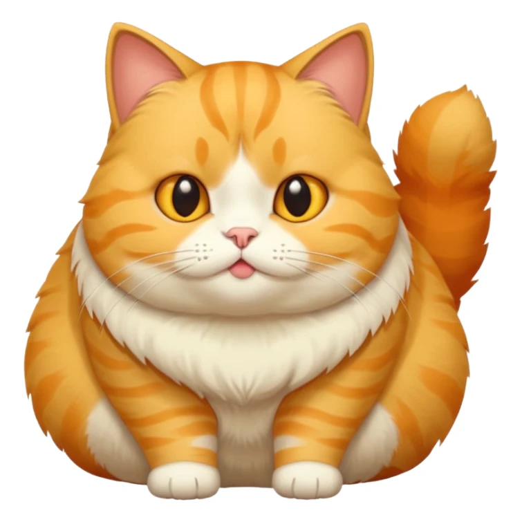 cute yellow fat cat whole body sticker