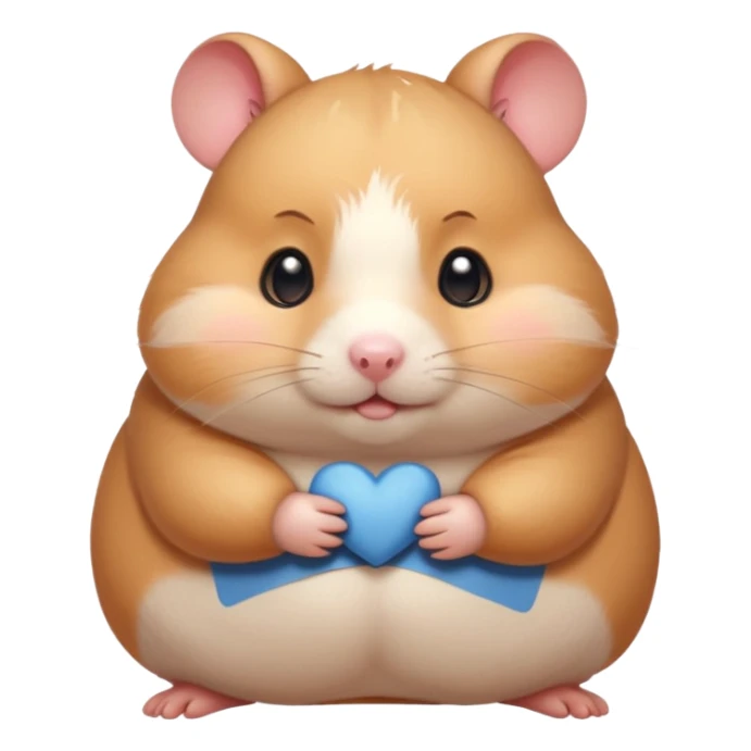 Cute chubby cartoon-style hamster blushing heavily, shy expression, as if looking at crush. Painterly shading, white background, sticker-style illustration sticker
