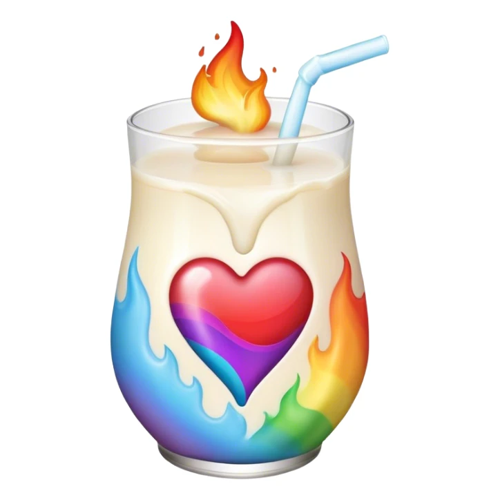 heart with rainbow flams and milk sticker