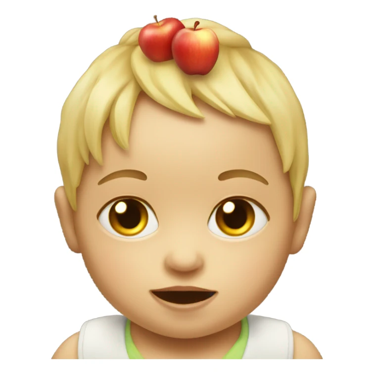 Baby fused with an apple sticker