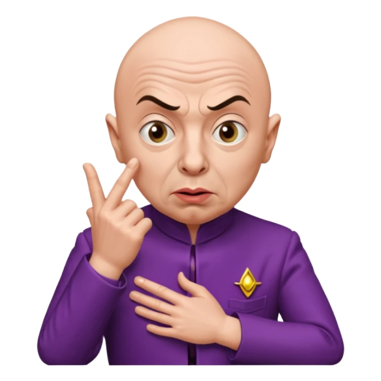 Dr. evil from Austin Powers with finger to mouth sticker