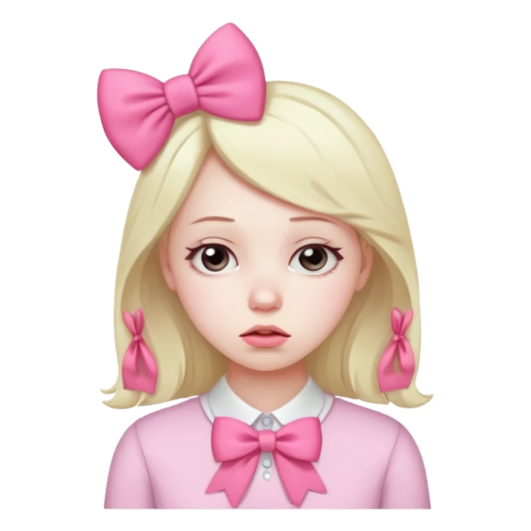 Very tired young woman with pink bow  sticker