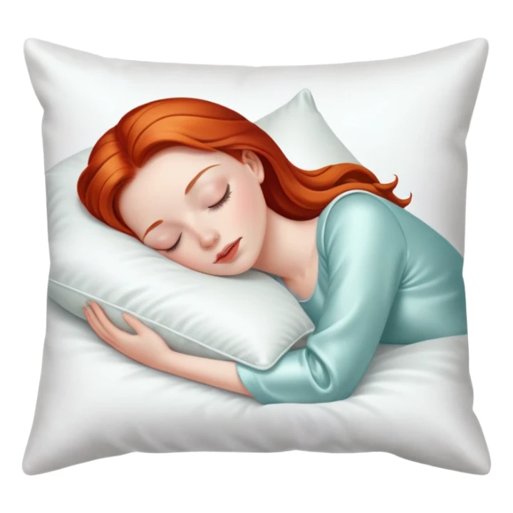 Sleeping beauty redhead white girl with a silk pillow sticker