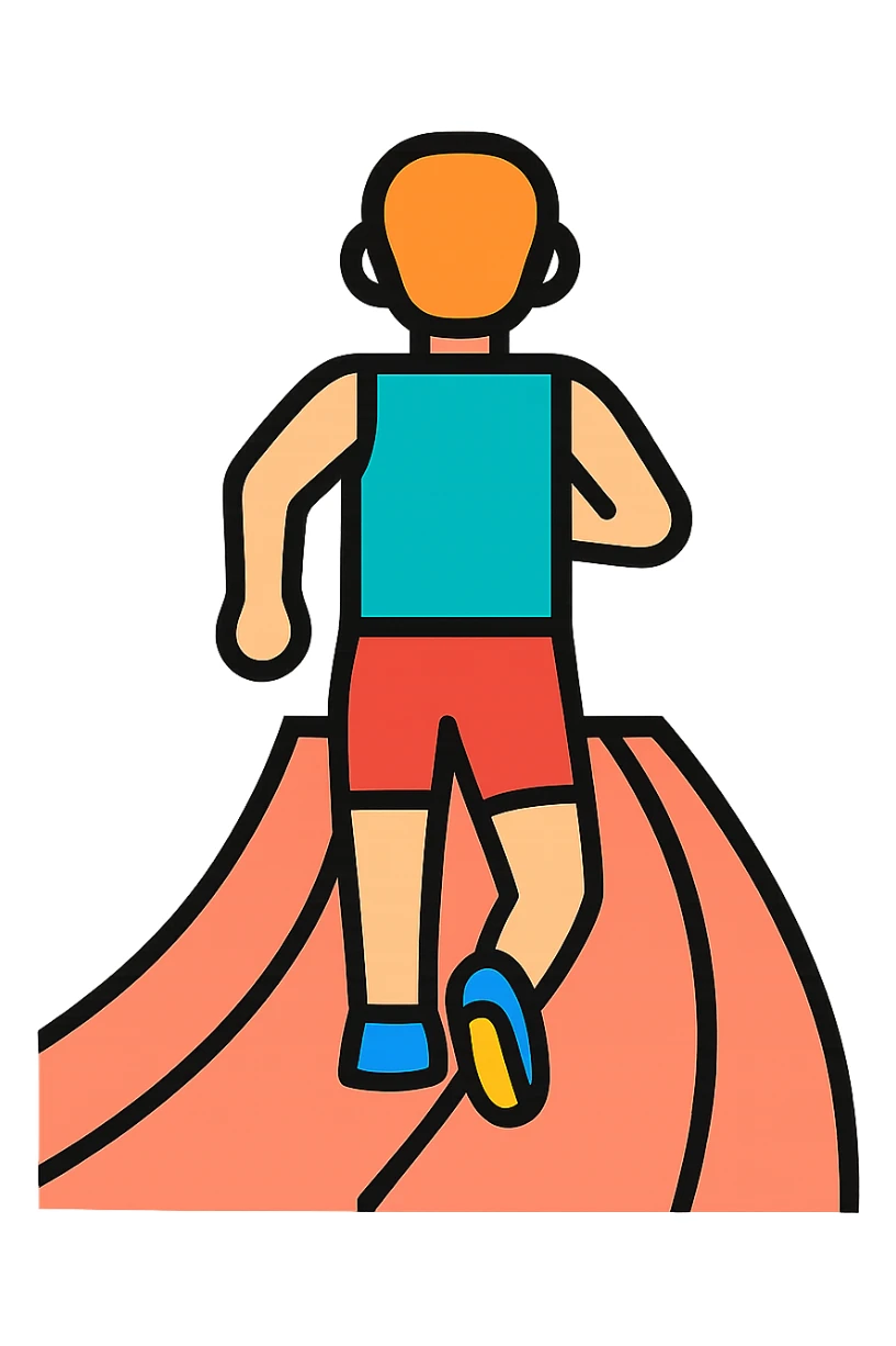 A person running on a track, viewed from behind sticker