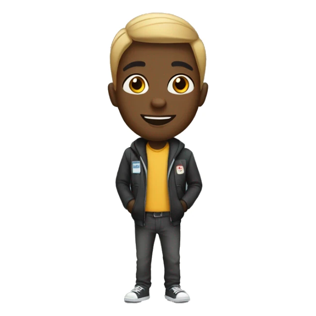  black guy named beka that is a student in fairview and hAS name tag saying hes beka sticker