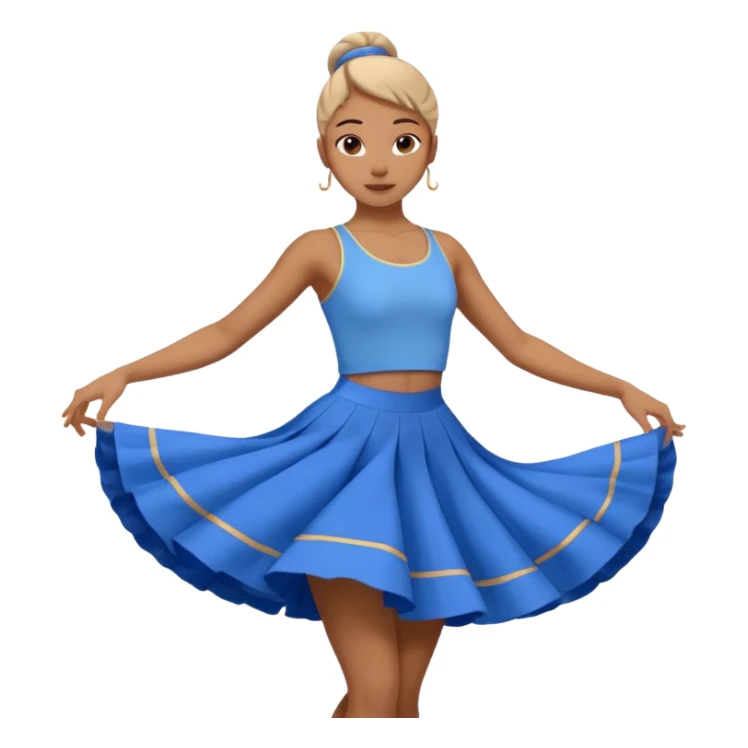 lyrical dancer spinning, blue skirt, expressive sticker