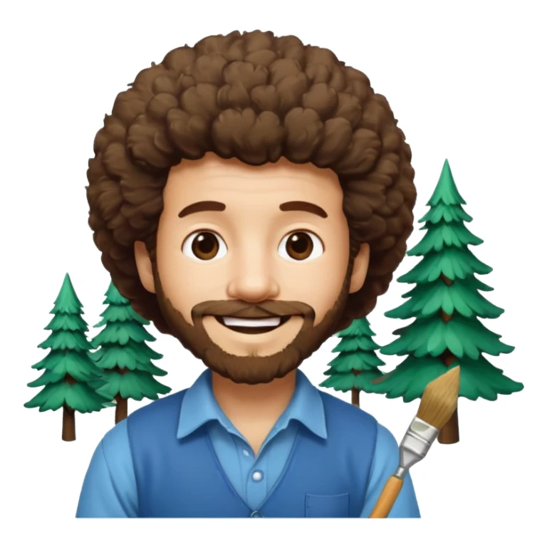 Bob Ross and Happy Little trees sticker