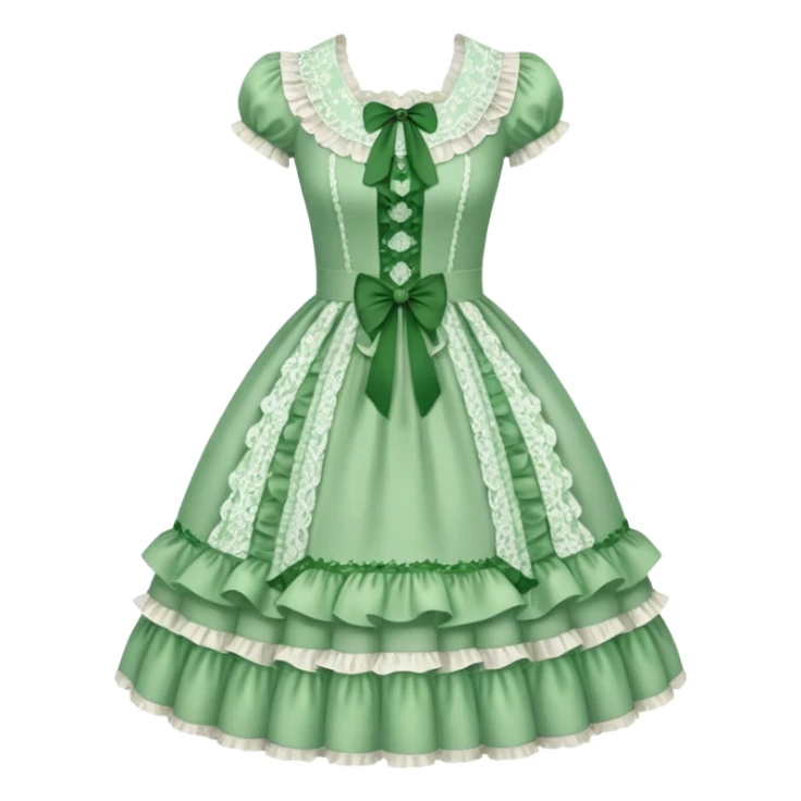 Lolita dress, white and green sticker