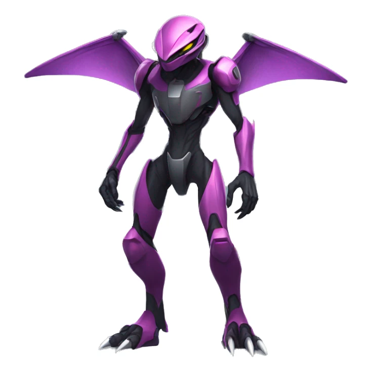 a black Genesect-Raptor-Fakémon—hybrid with a futuristic visor-helmet full body sticker